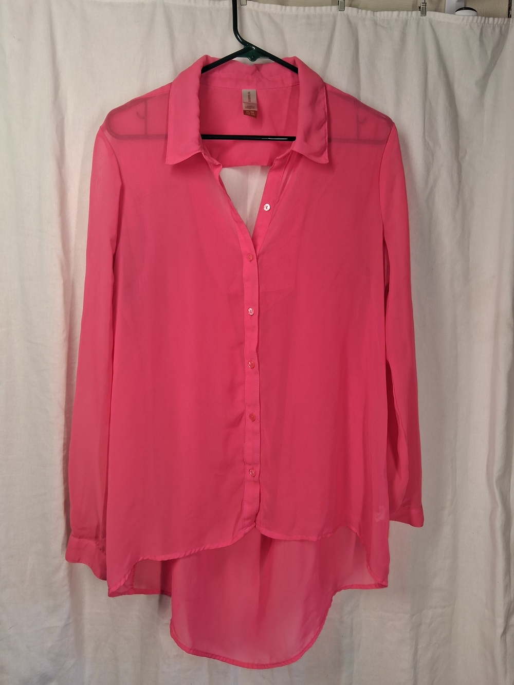 No Boundaries Hot Pink Sheer Button-Down Shirt
